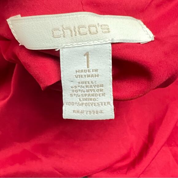 Chico's 1 red open front knit blazer jacket size 8 medium B108 - Picture 2 of 3